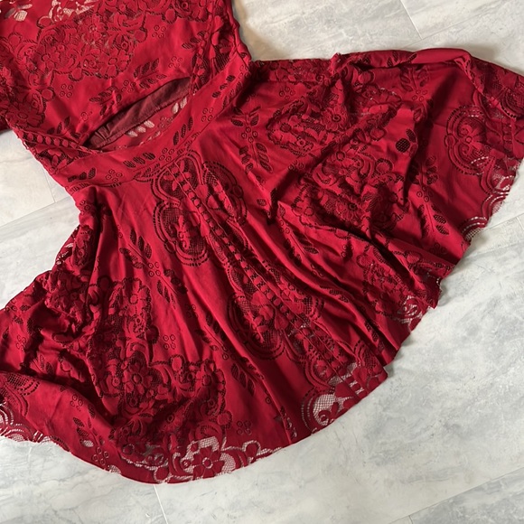 Free People   Lace Dress   Upscale Boho  Rusty Red  NWOT peek a boo back  Size S - Picture 13 of 16